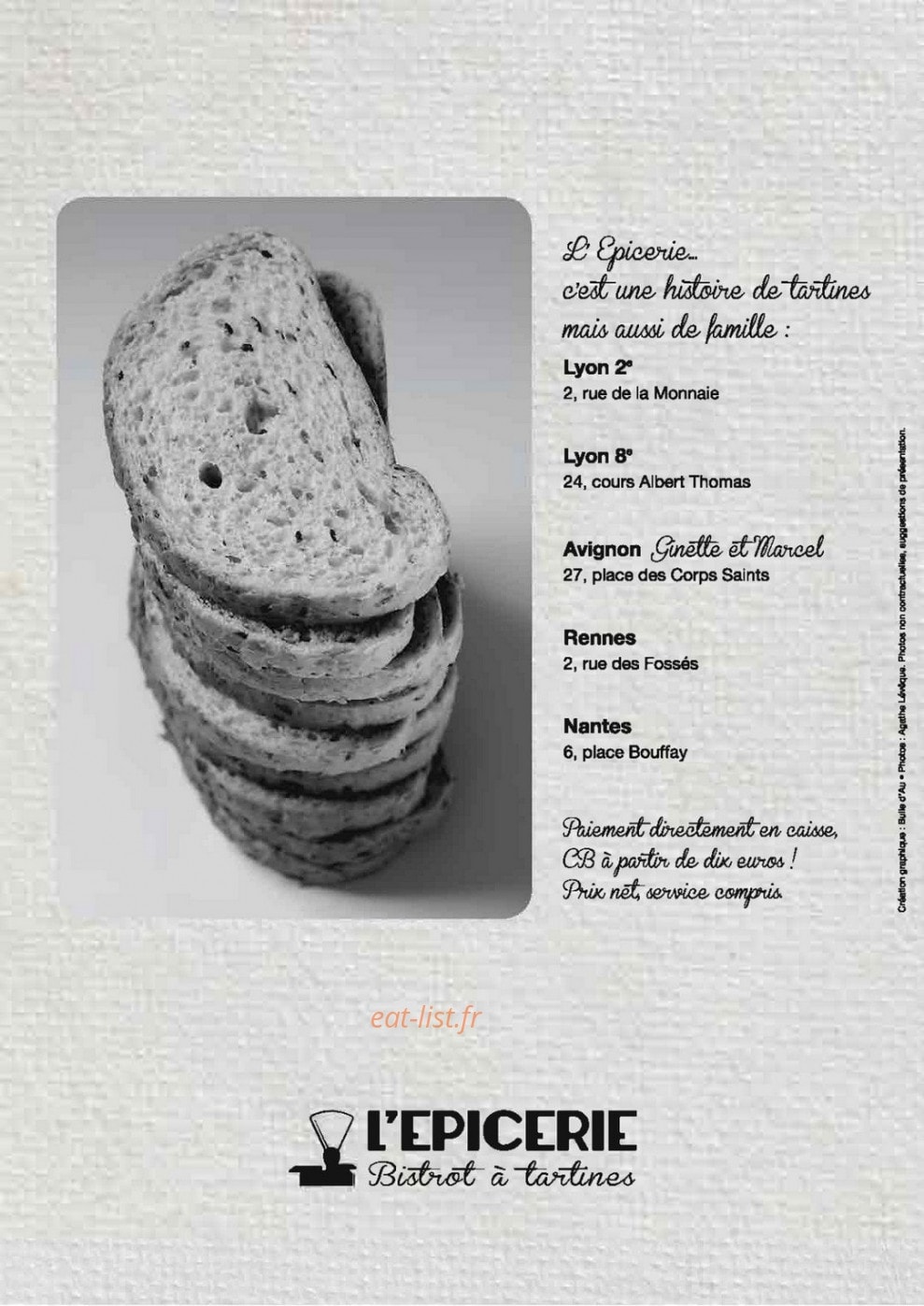 Bistrot à tartines — carte page 8