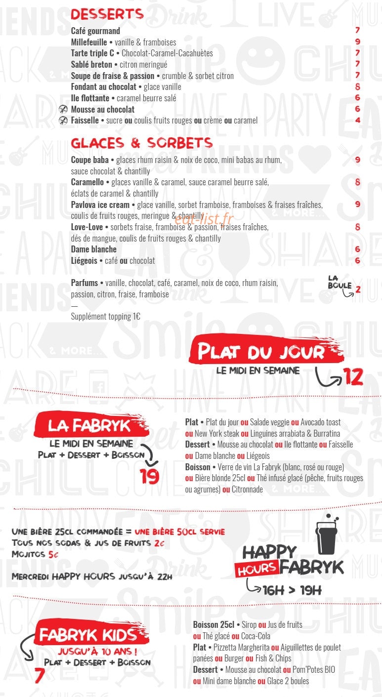 La Fabryk — carte page 2
