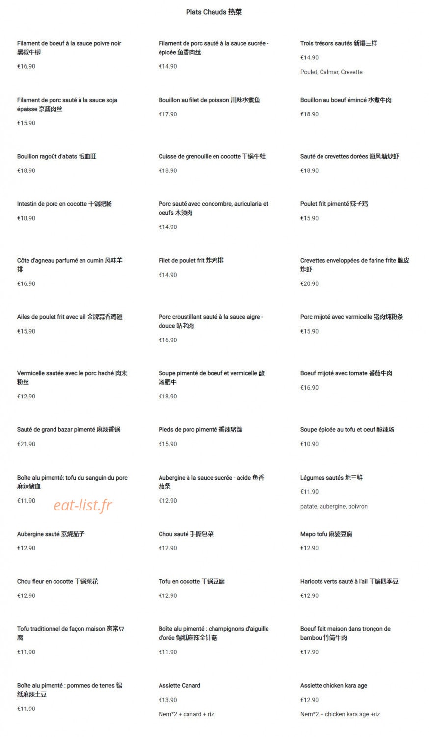 Le Resto Chinois — carte page 6