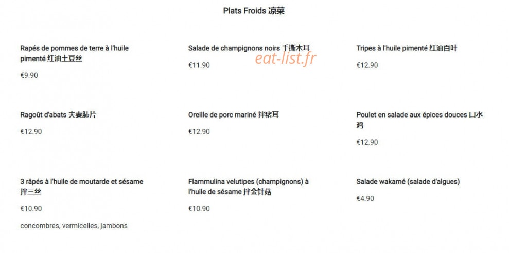 Le Resto Chinois — carte page 5