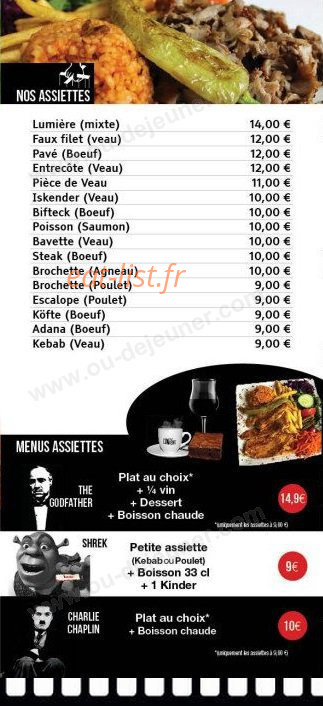 Lumiere Kebab — carte page 1