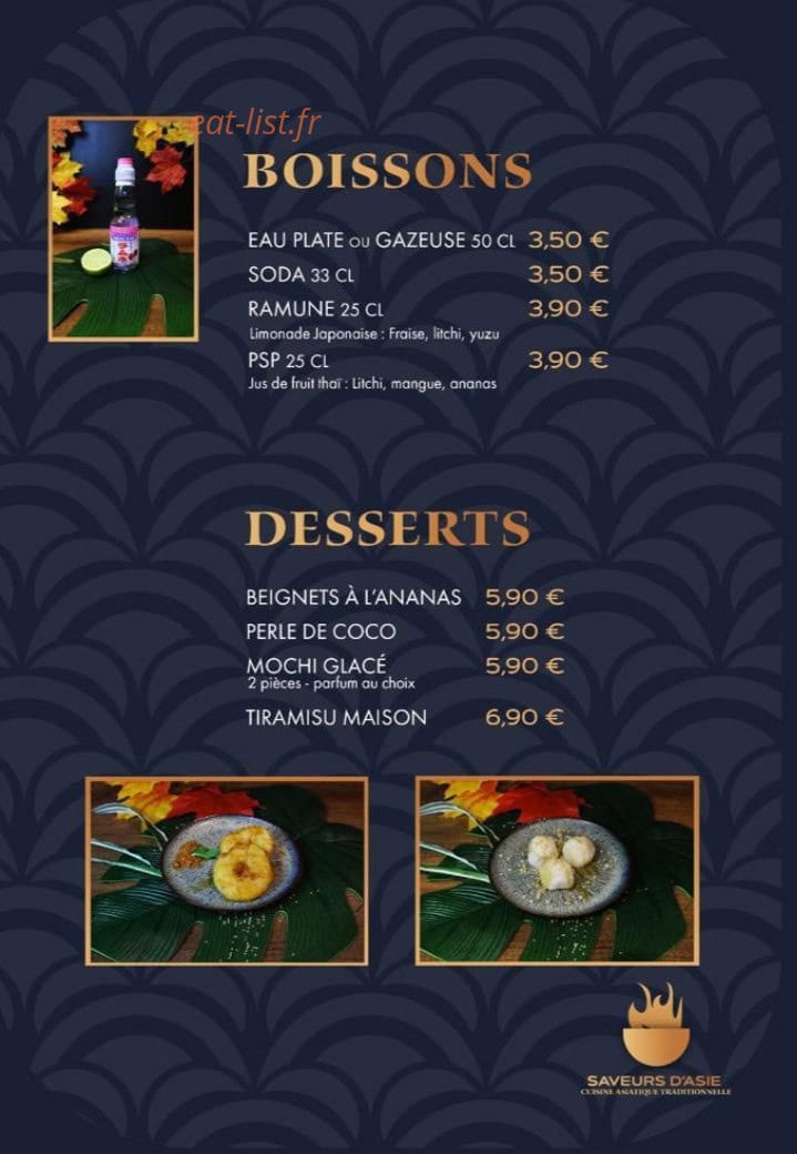 Saveurs d'Asie — carte page 4