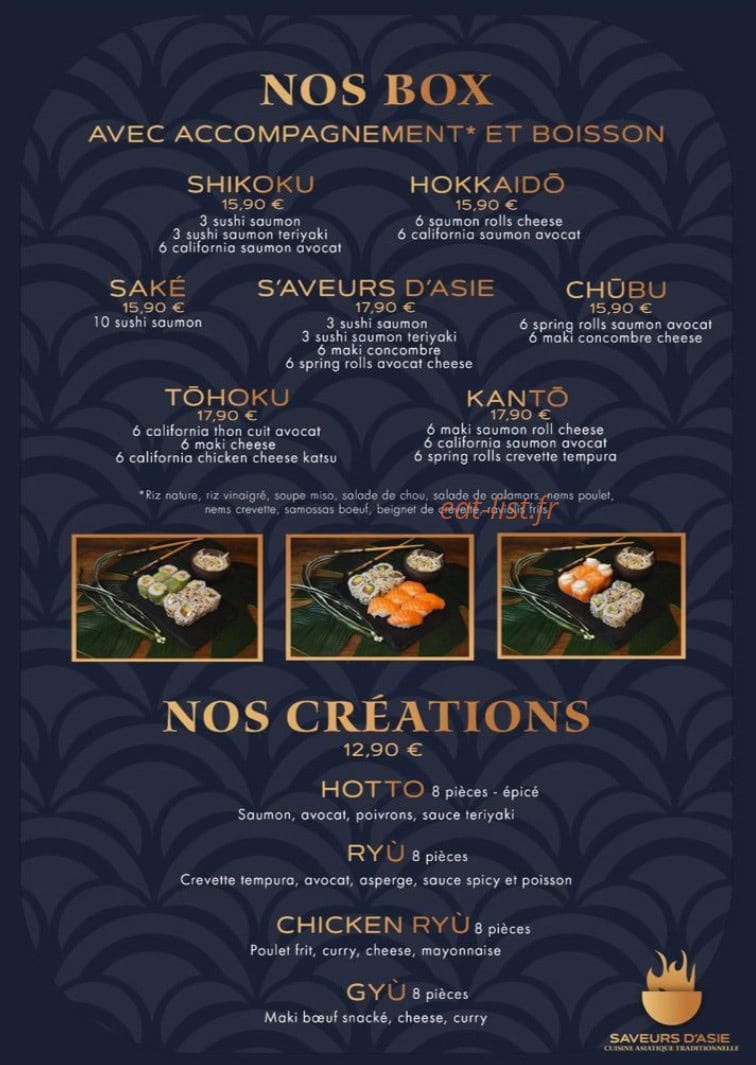 Saveurs d'Asie — carte page 2