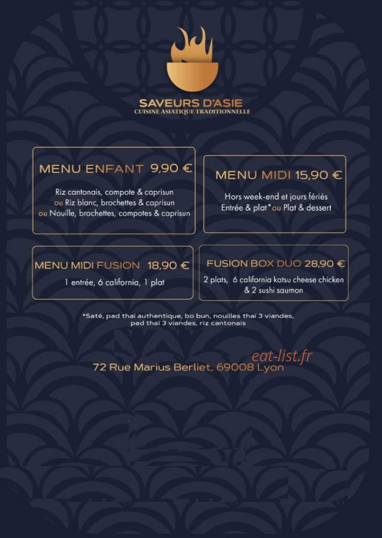 Saveurs d'Asie — carte page 3