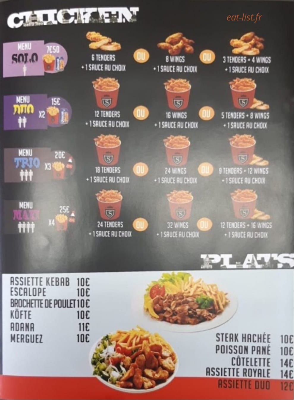 Sultan kebab — carte page 1