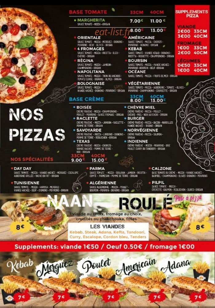 Tacos pizzeria Day Day — carte page 1