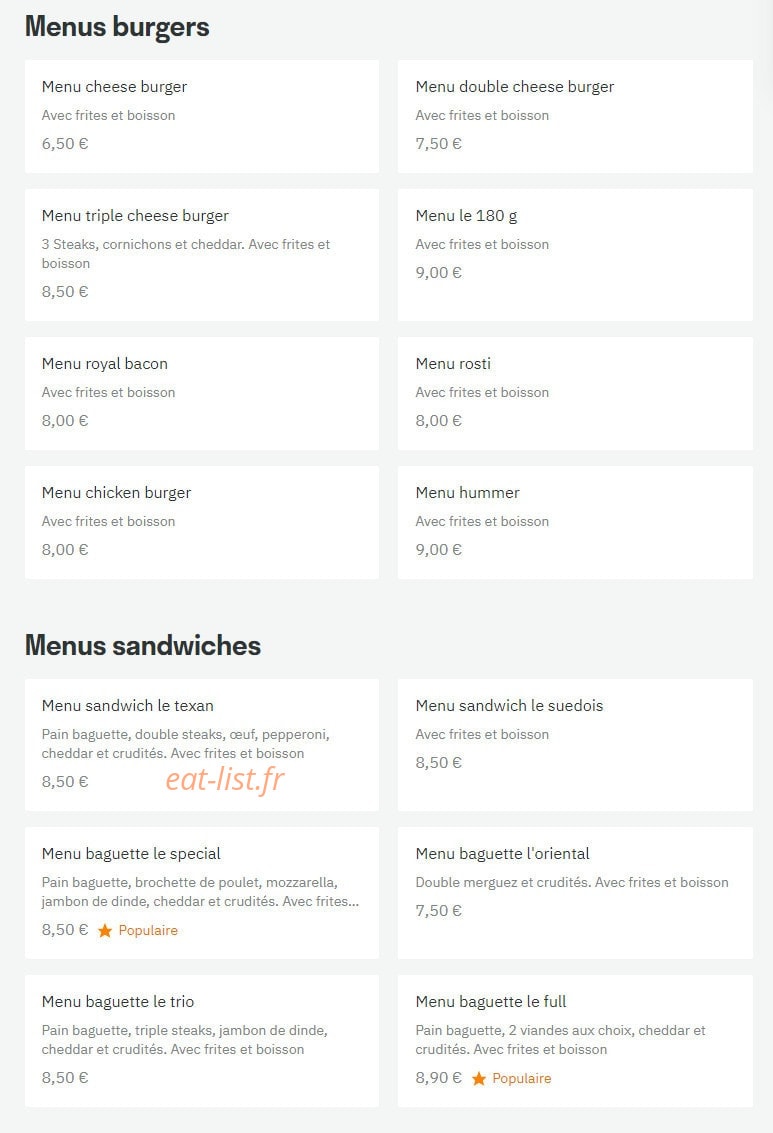 The Royal Grill — carte page 1