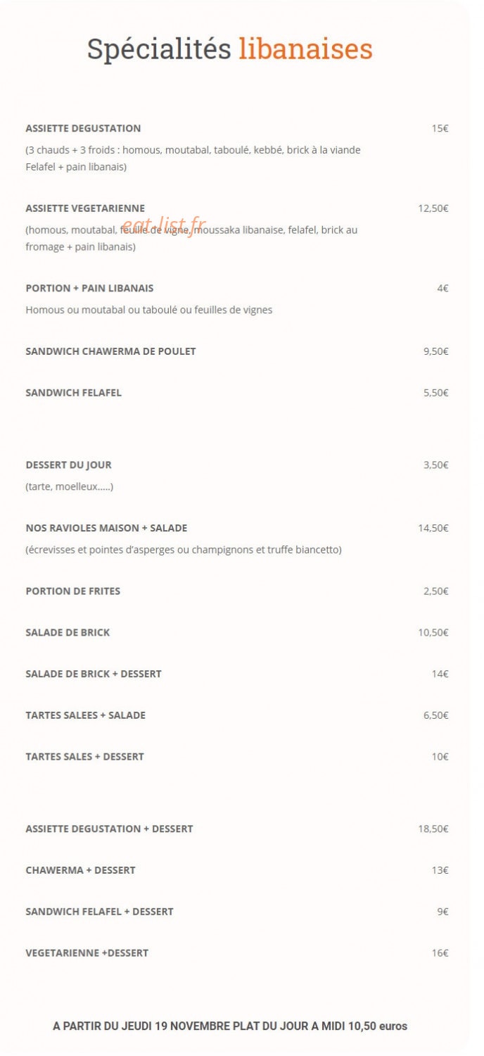 Aux Saveurs — carte page 1