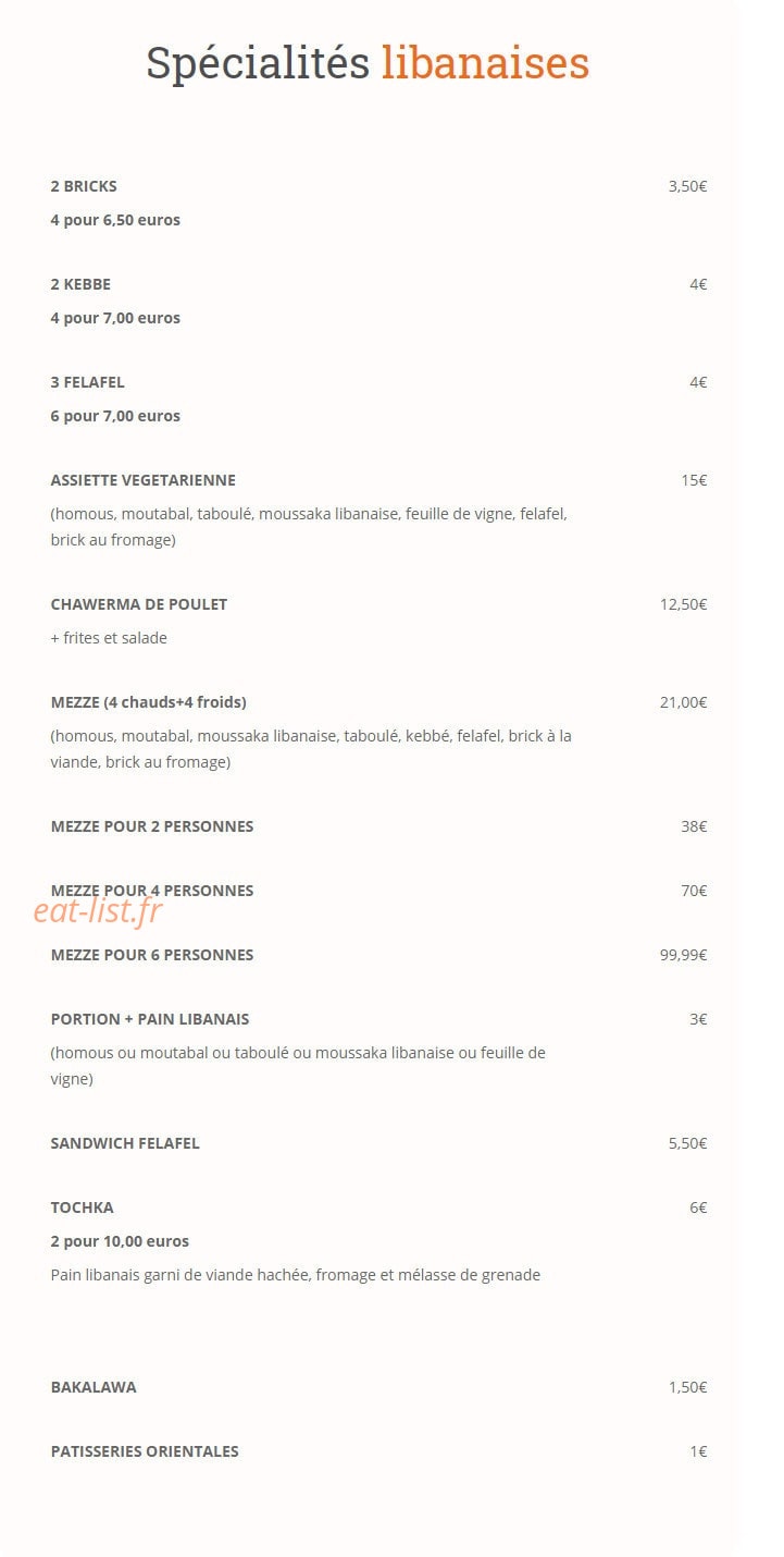 Aux Saveurs — carte page 2