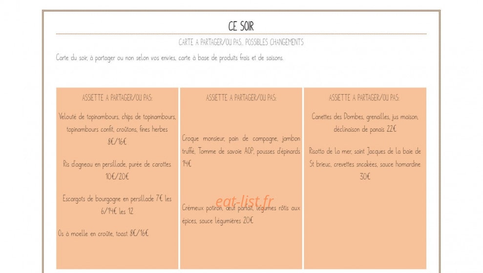Bistrot Berthet — carte page 2