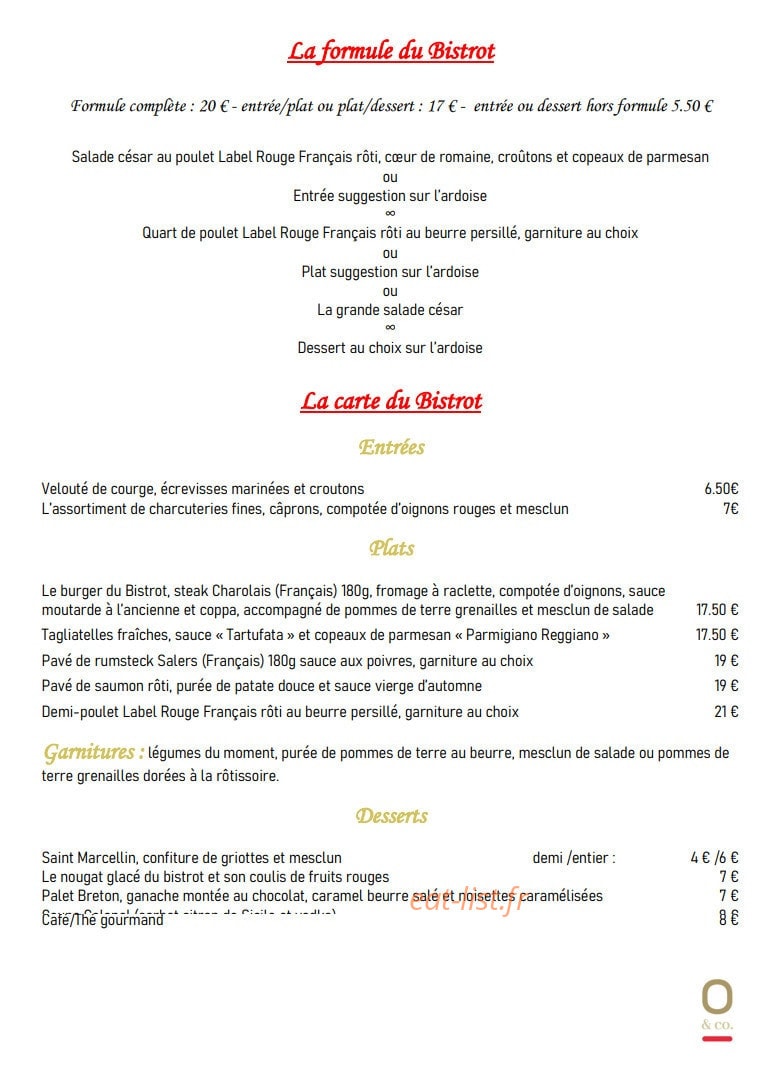 Bistrot & co — carte page 1