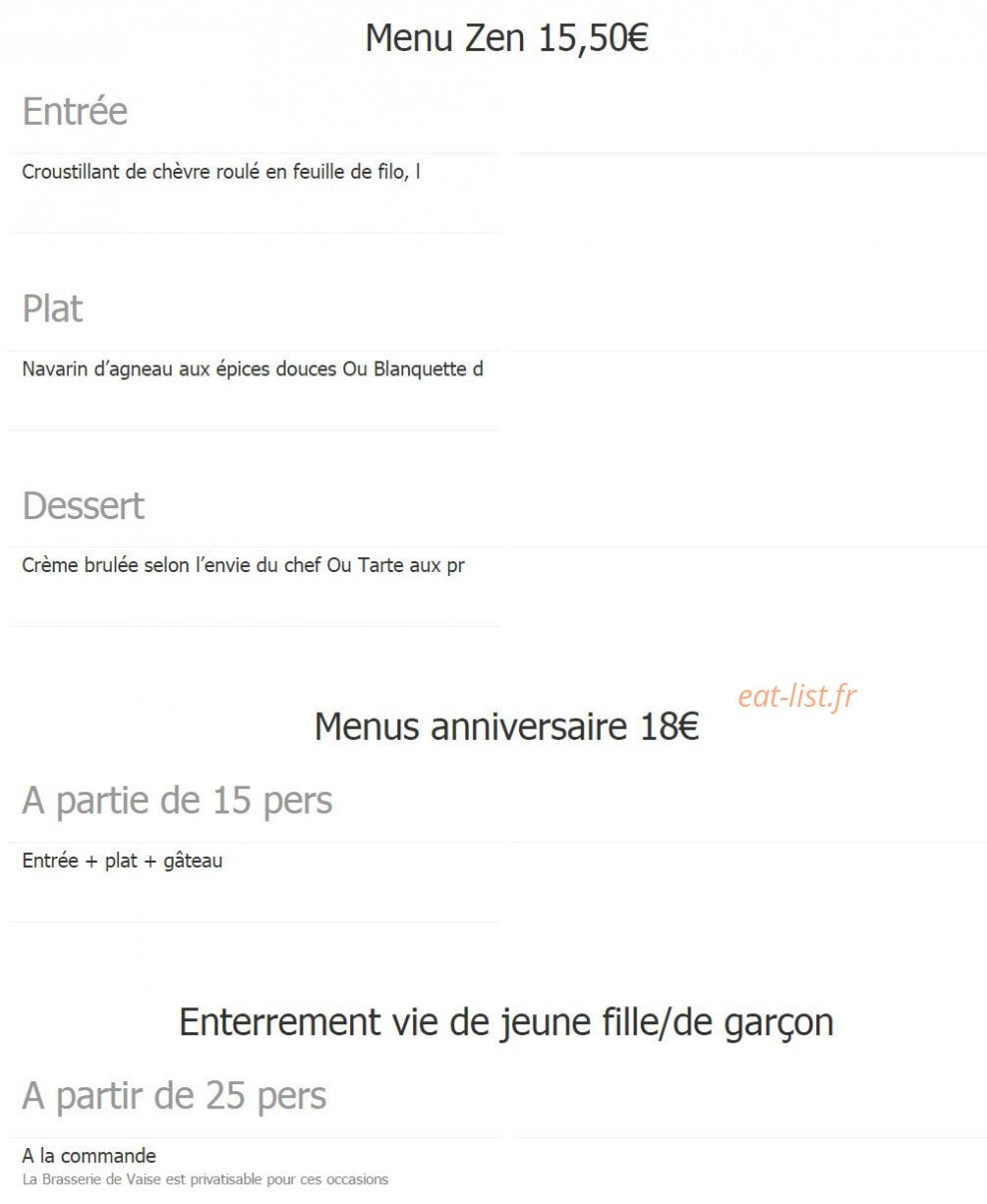 Brasserie de vaise — carte page 2