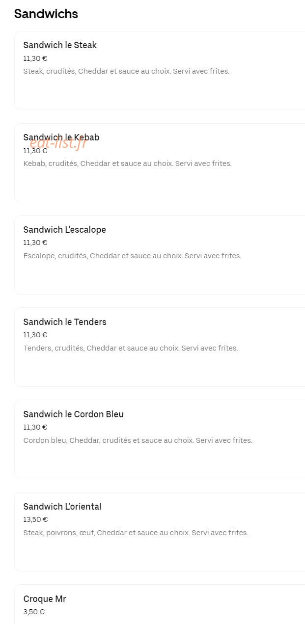 Break food — carte page 1