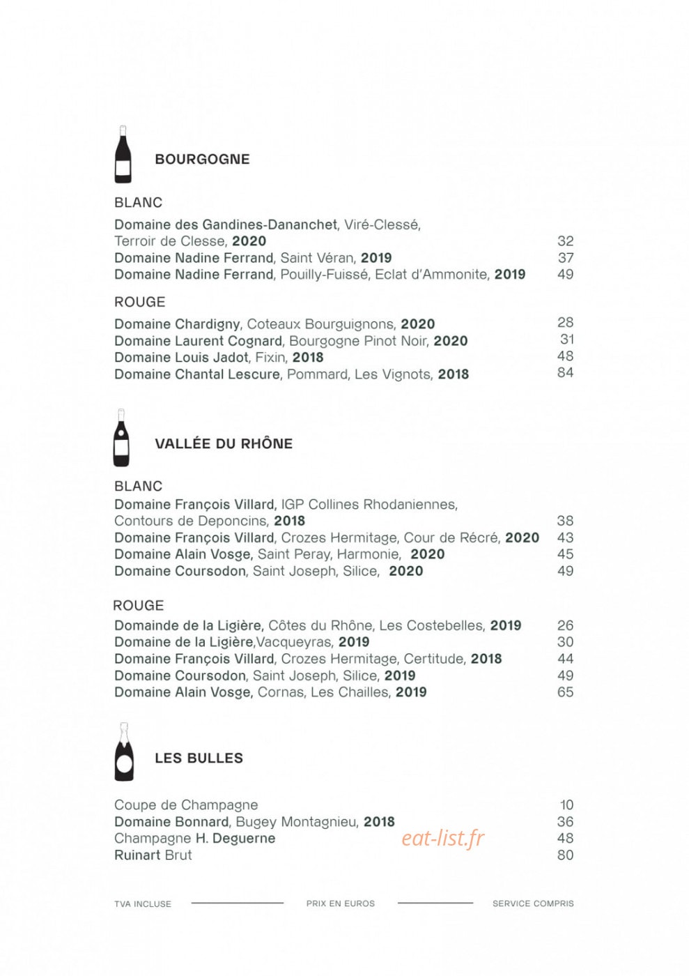 Comptoir B — carte page 10