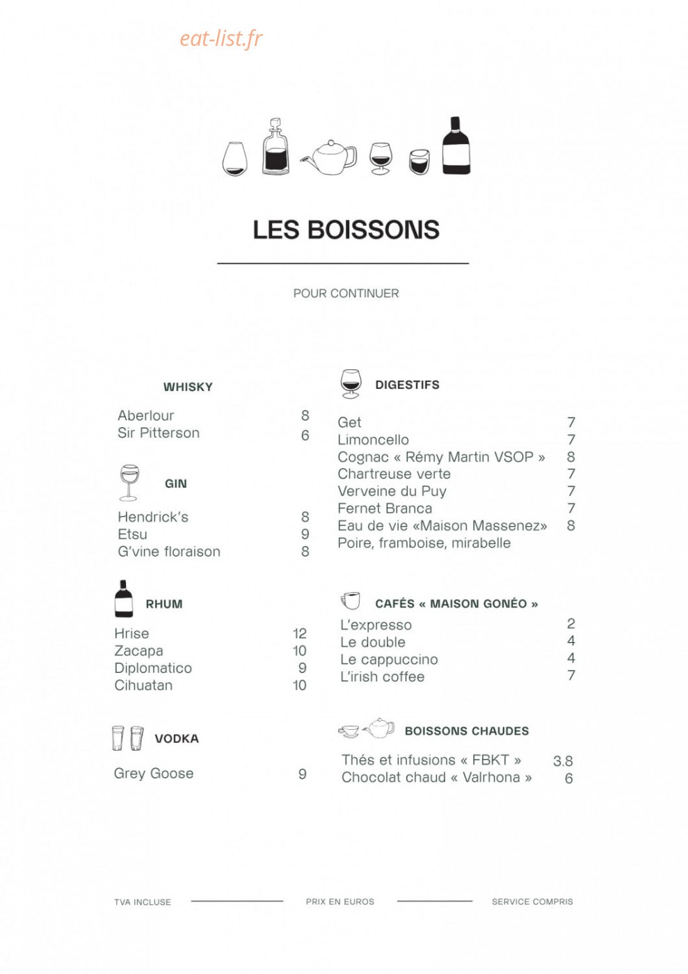 Comptoir B — carte page 8