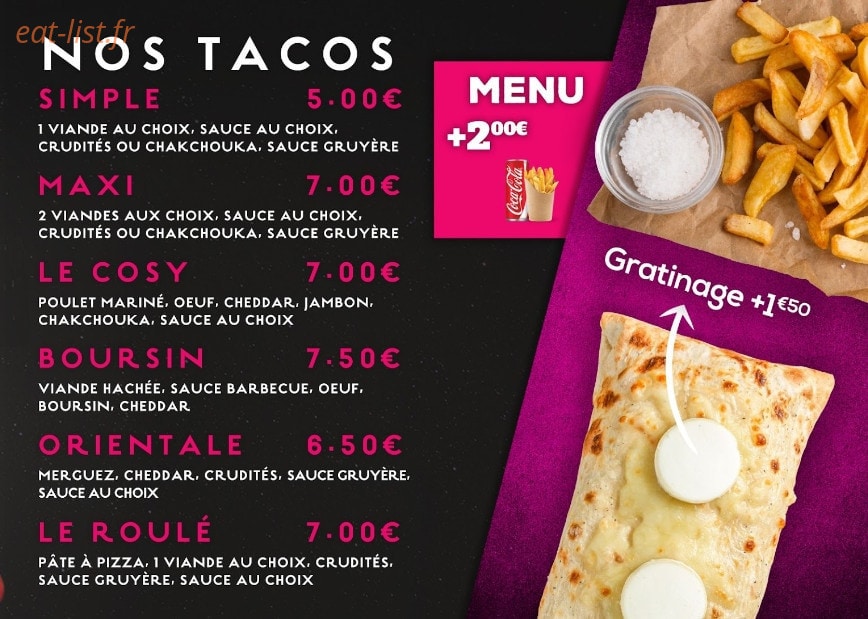 Cosy tacos — carte page 2