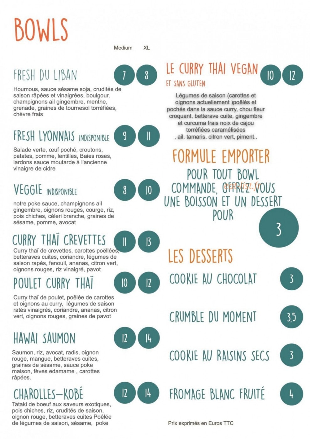 Happy Bowl — carte page 1