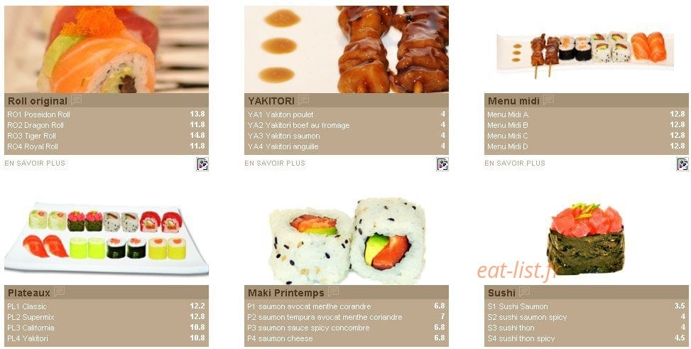 Home sushi — carte page 1