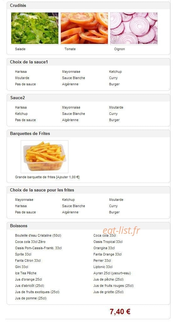 Kebab D'or  La Mer Egee — carte page 3