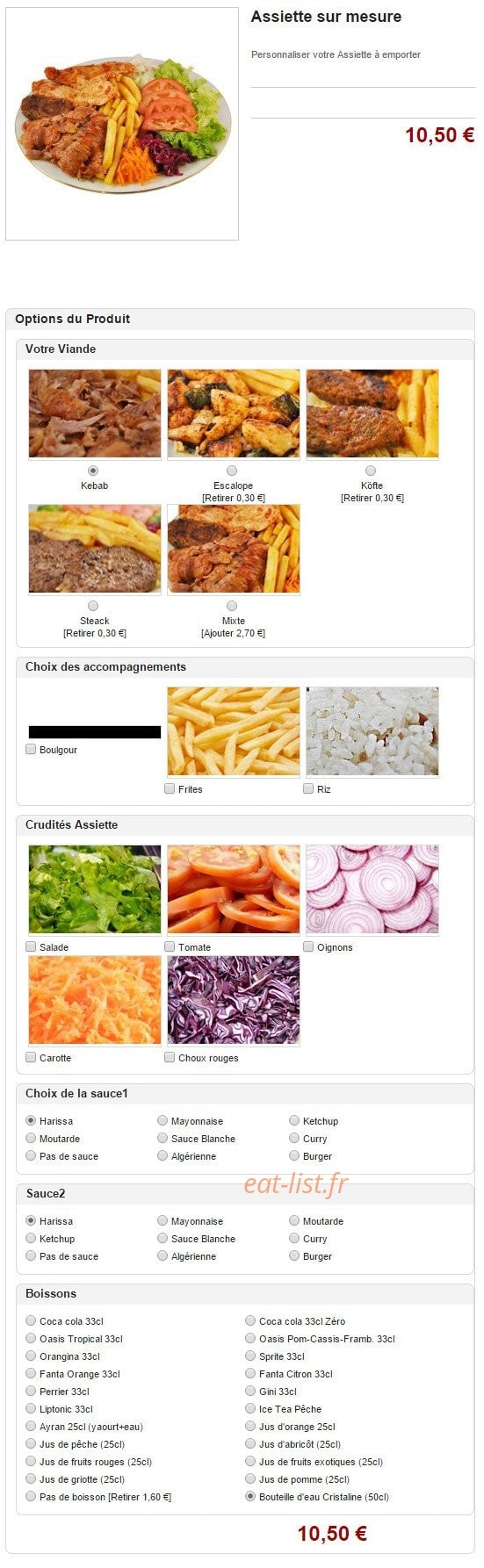 Kebab D'or  La Mer Egee — carte page 1