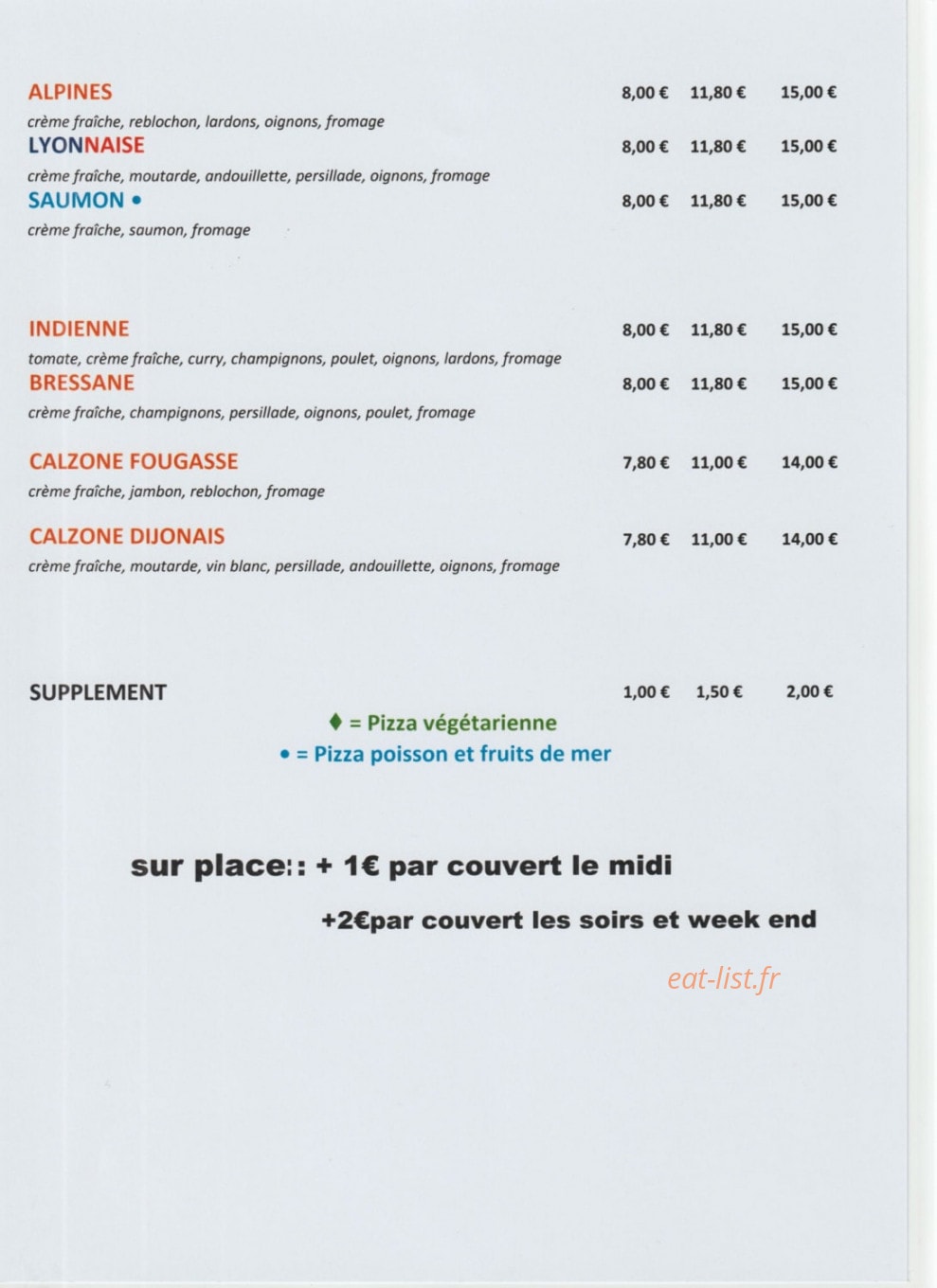 La dolce pizza — carte page 3