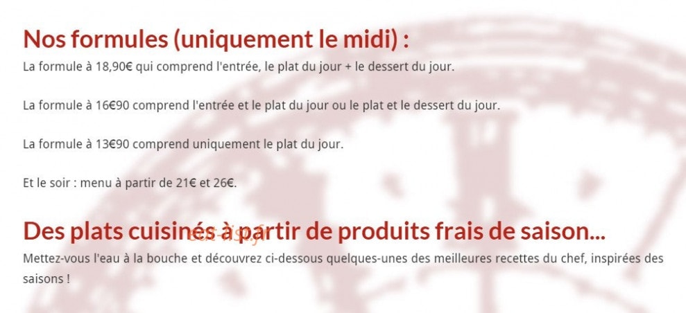 Le Temps d'un Repas — carte page 1