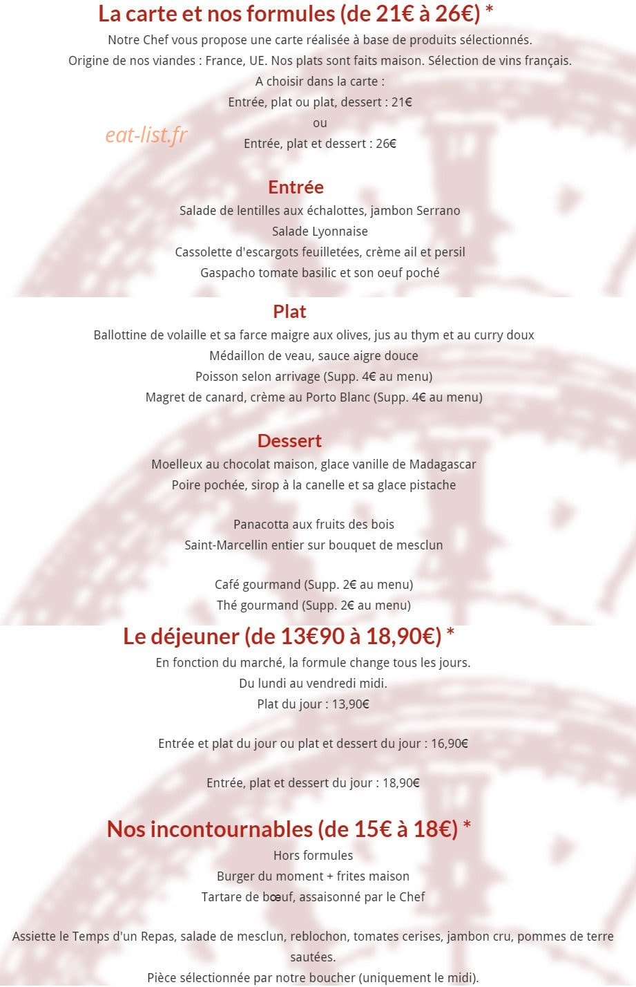 Le Temps d'un Repas — carte page 2