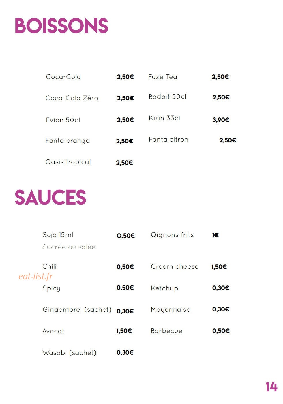 Mika Sushi — carte page 14