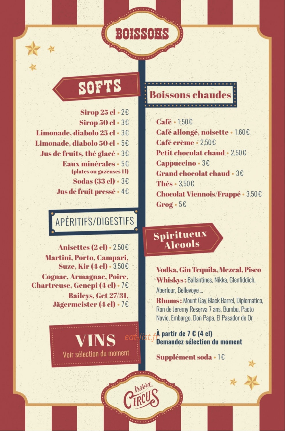 Milord Circus — carte page 1