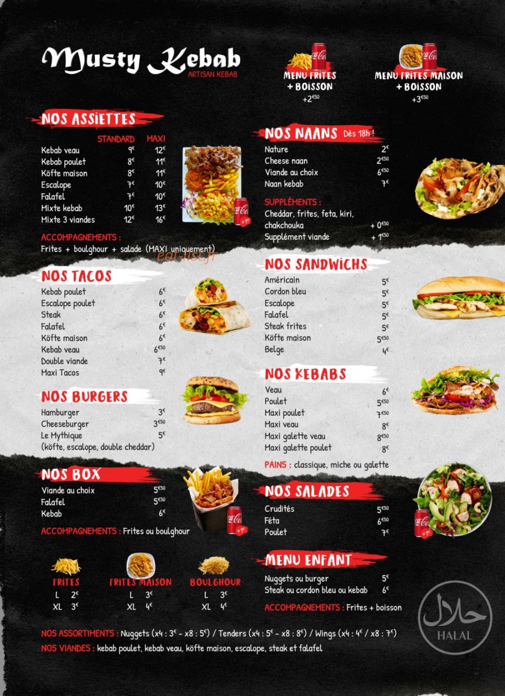 Musty Kebab — carte page 1