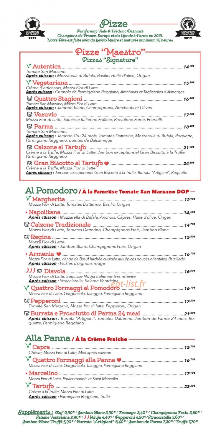 Nano Trattoria — carte page 4