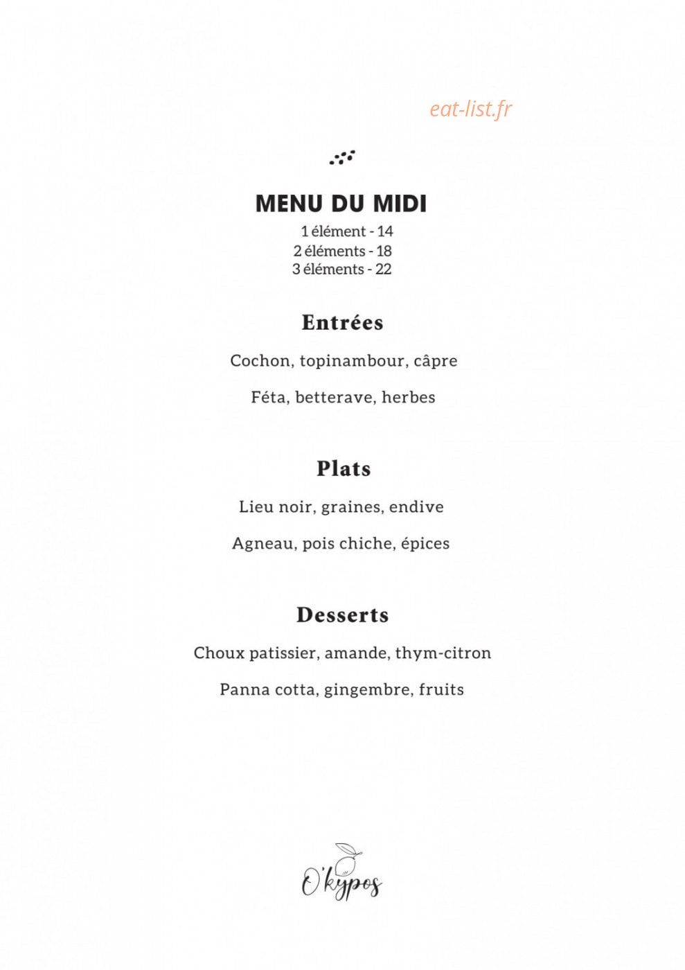 O'Kypos — carte page 1