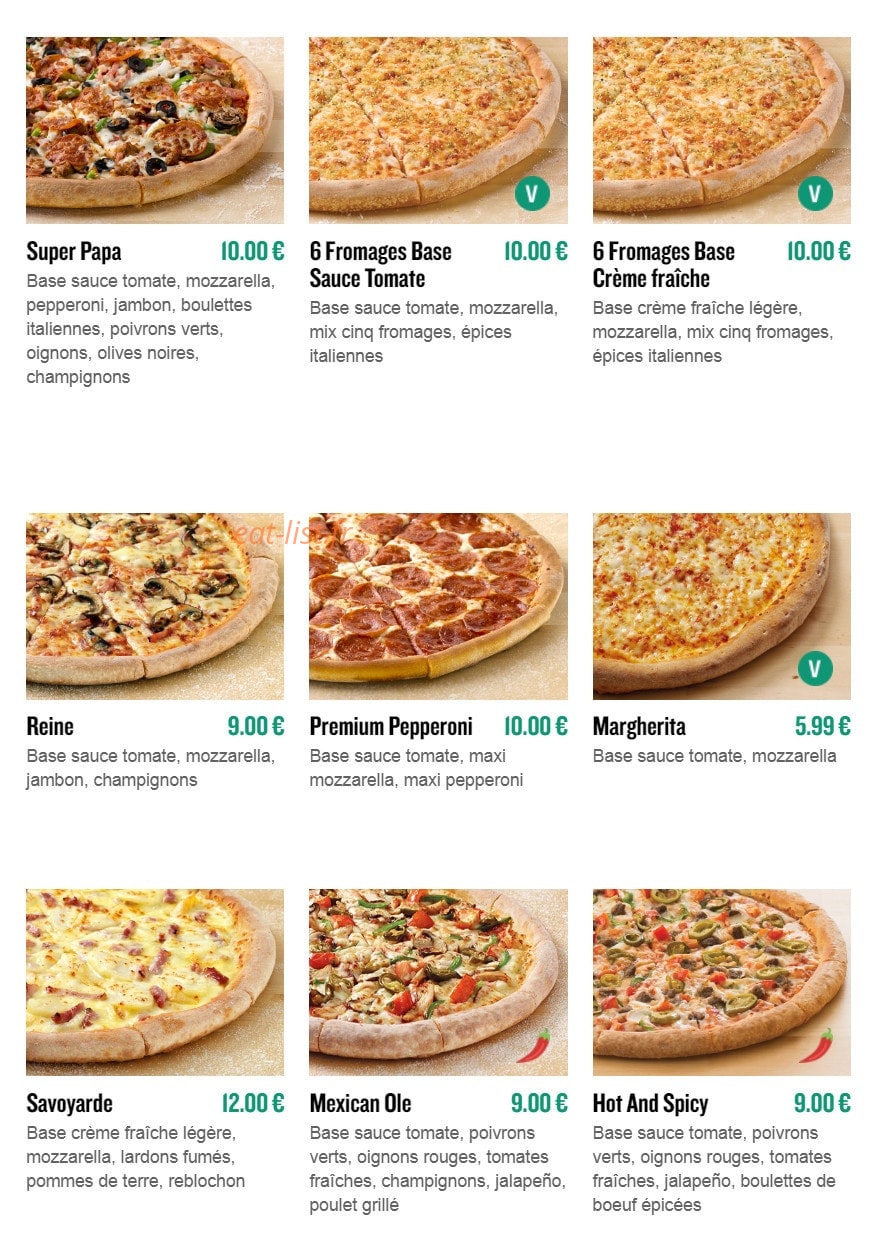 Papa John's Pizza — carte page 2