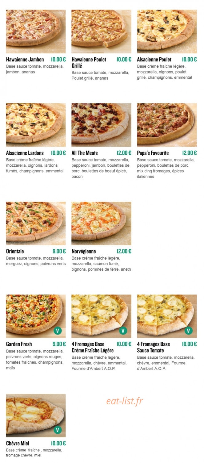 Papa John's Pizza — carte page 3