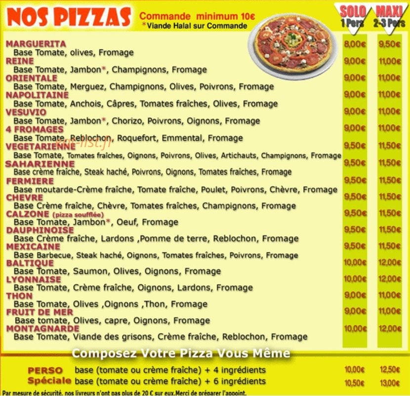 Pizza Clique — carte page 1