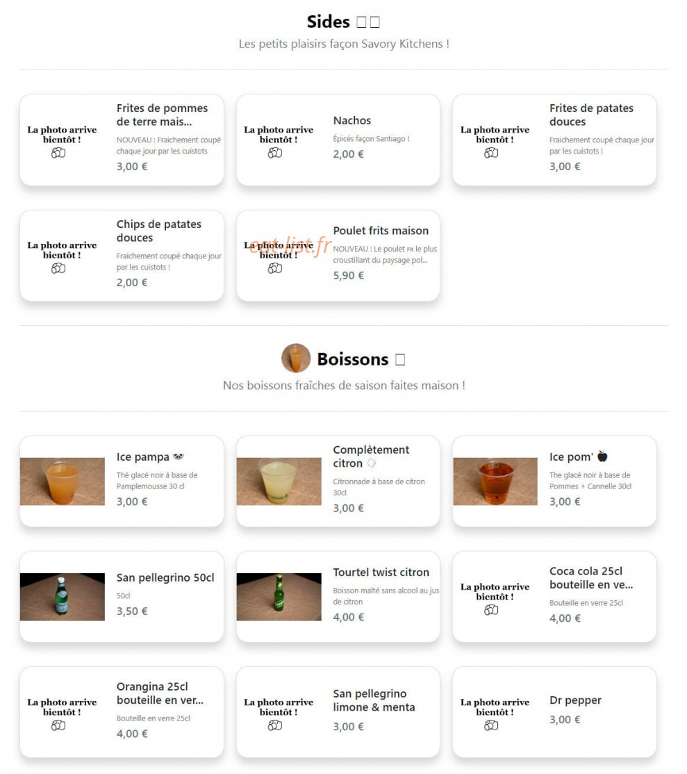Savory Kitchens — carte page 2