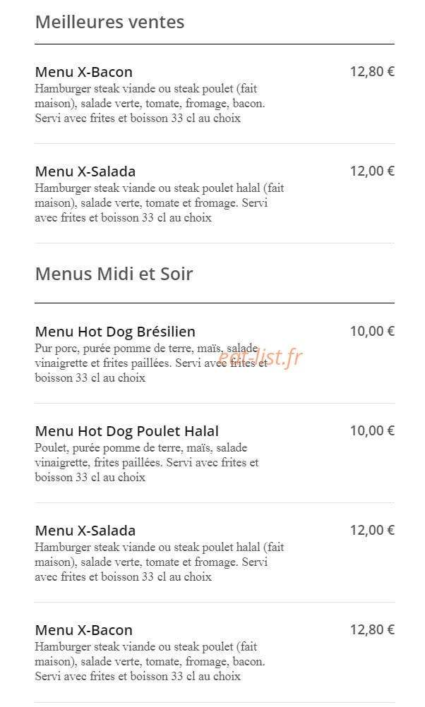 Snack Brasil — carte page 1