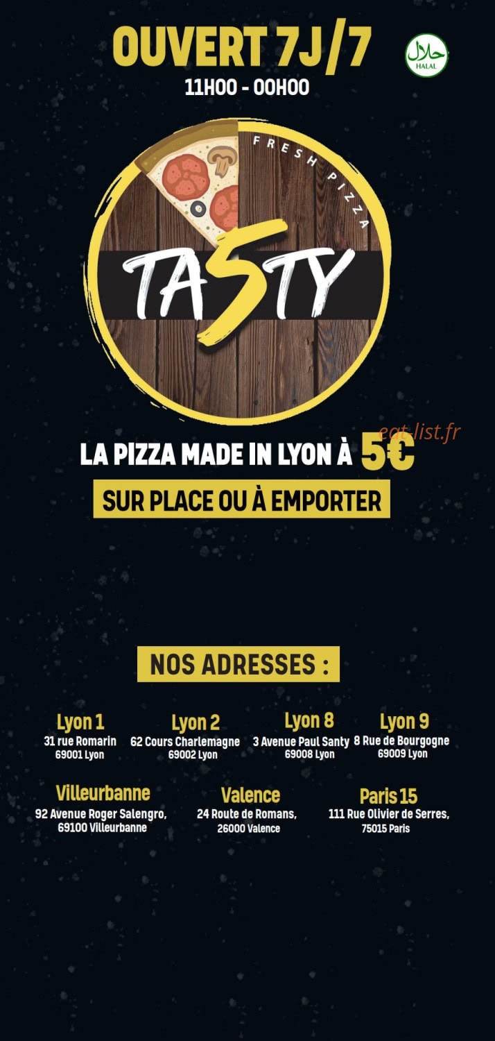 Ta5ty Pizza — carte page 1