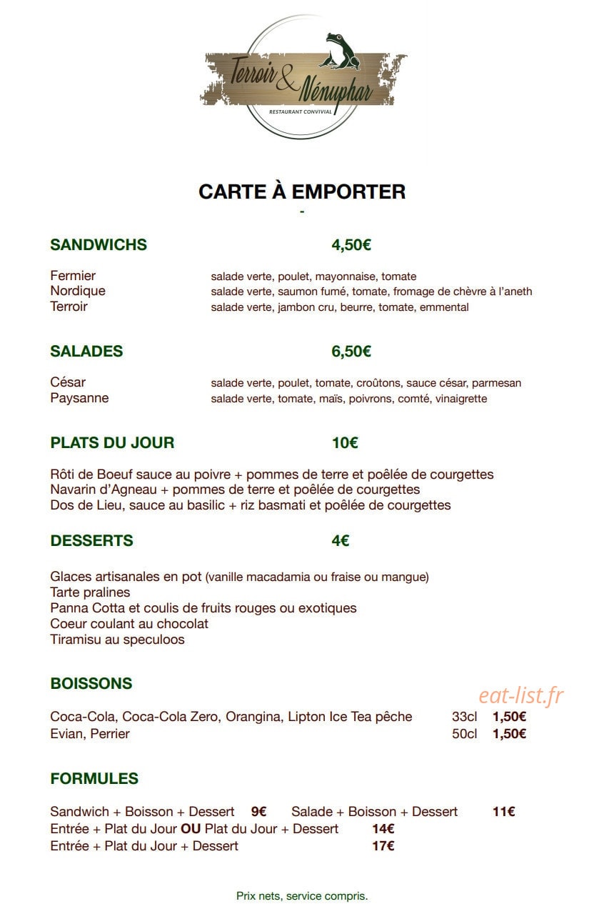 Terroir & Nénuphar — carte page 1