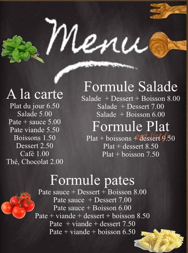 Carte et menu de À la bonne franquette à Villeurbanne — Formules