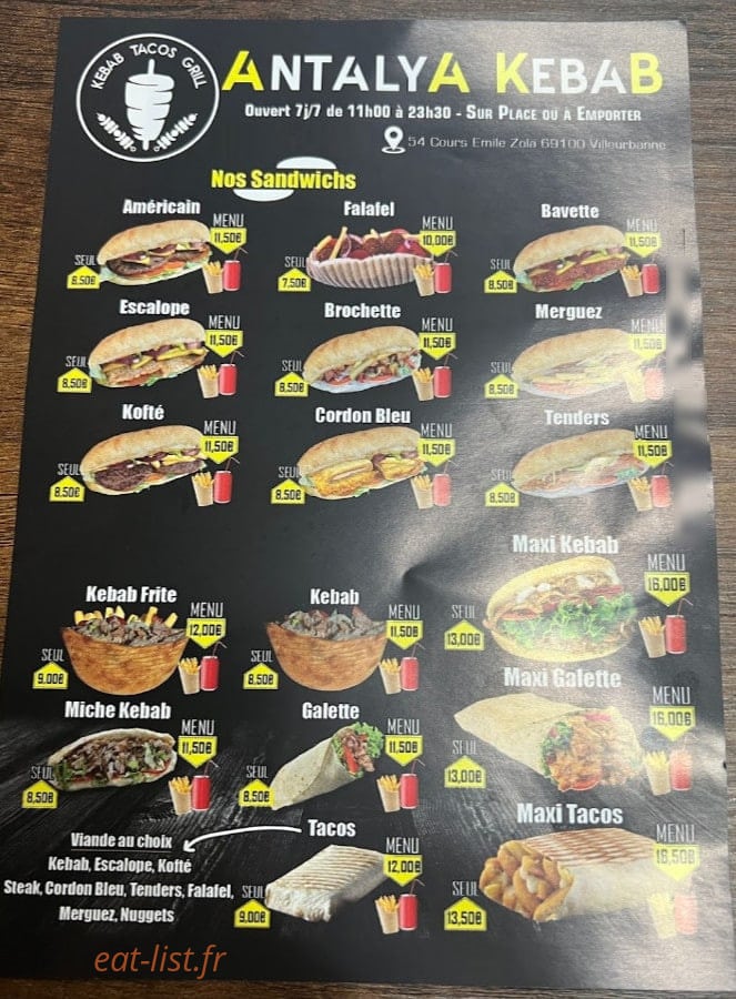 Antalya kebab — carte page 2