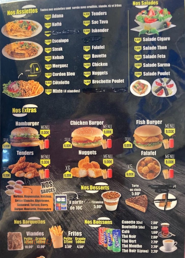 Antalya kebab — carte page 1