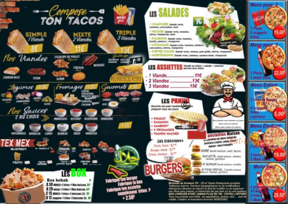 At Food — carte page 3