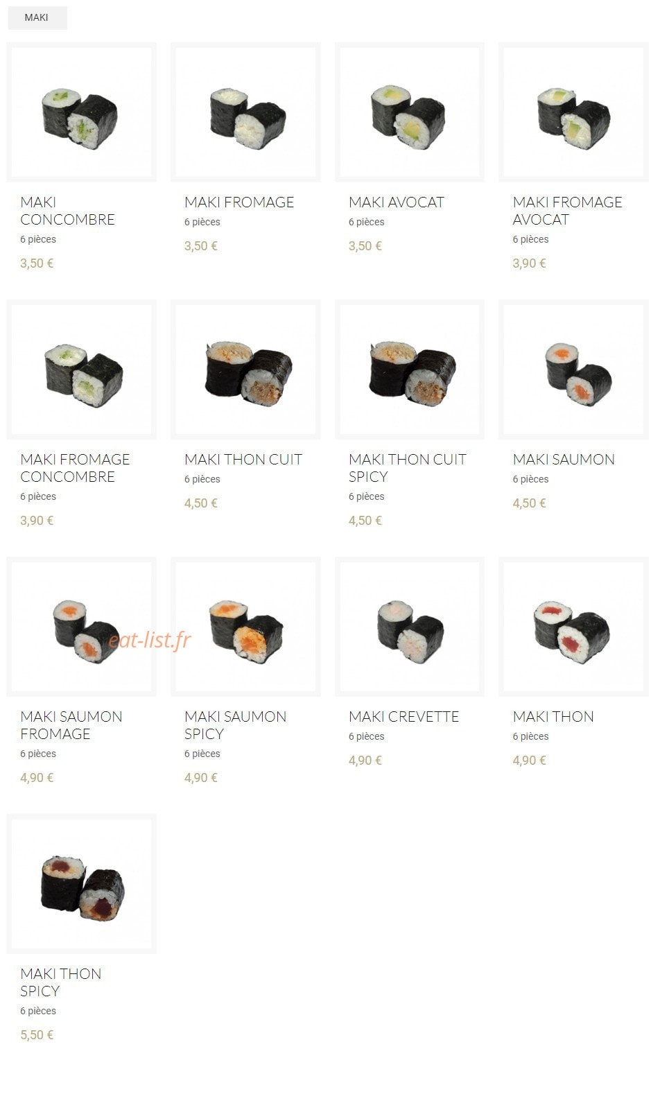 Ato sushi — carte page 9