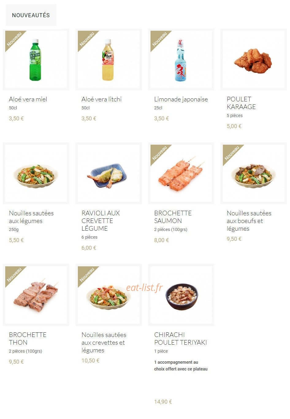 Ato sushi — carte page 1