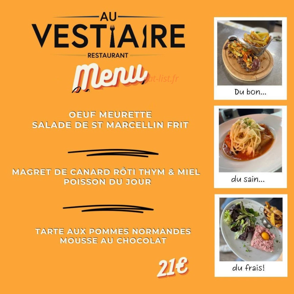 Carte et menu de Au Vestiaire à Villeurbanne — Menu du jour