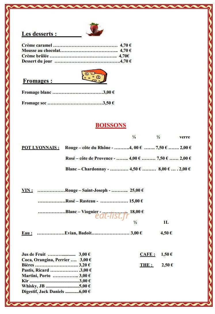 Aux Amities Gourmandes — carte page 3
