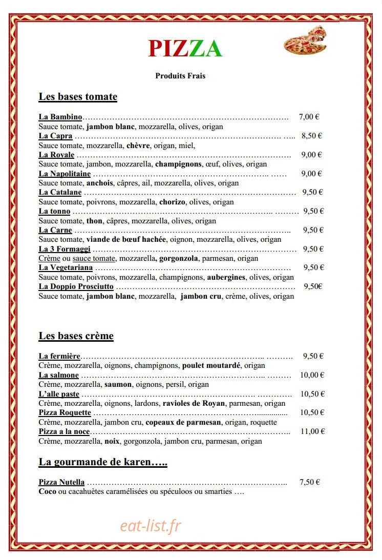 Aux Amities Gourmandes — carte page 1