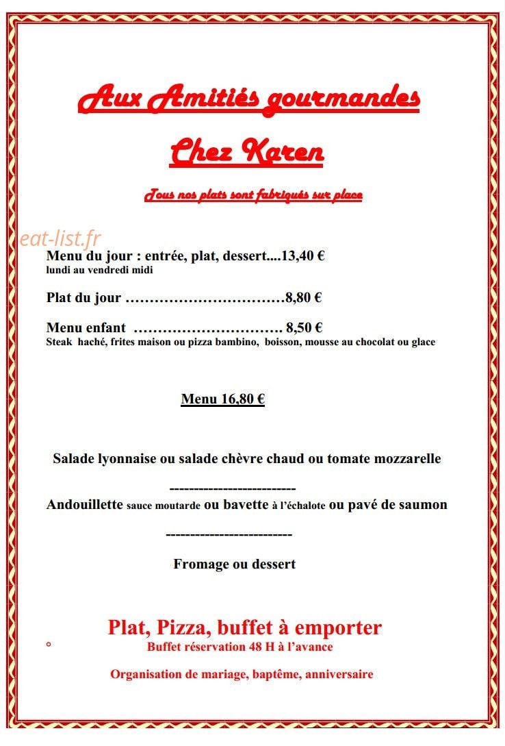 Aux Amities Gourmandes — carte page 4