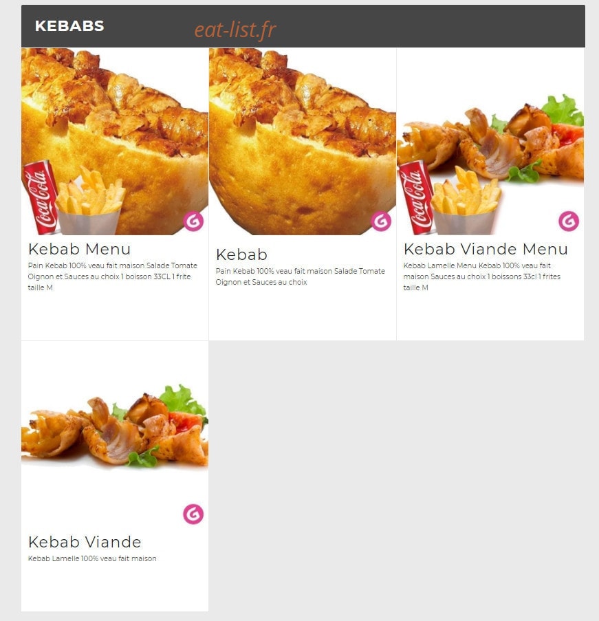 AyaSofya Kebab — carte page 1